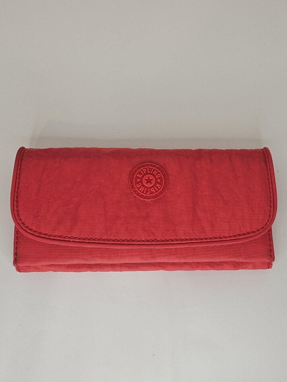 Kipling Money Land Red Rouge Nylon Snap Continental Wallet RFID Block Large